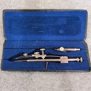 Vintage AMCO Germany Drop Bow Compass Drafting Set with Original Case VG